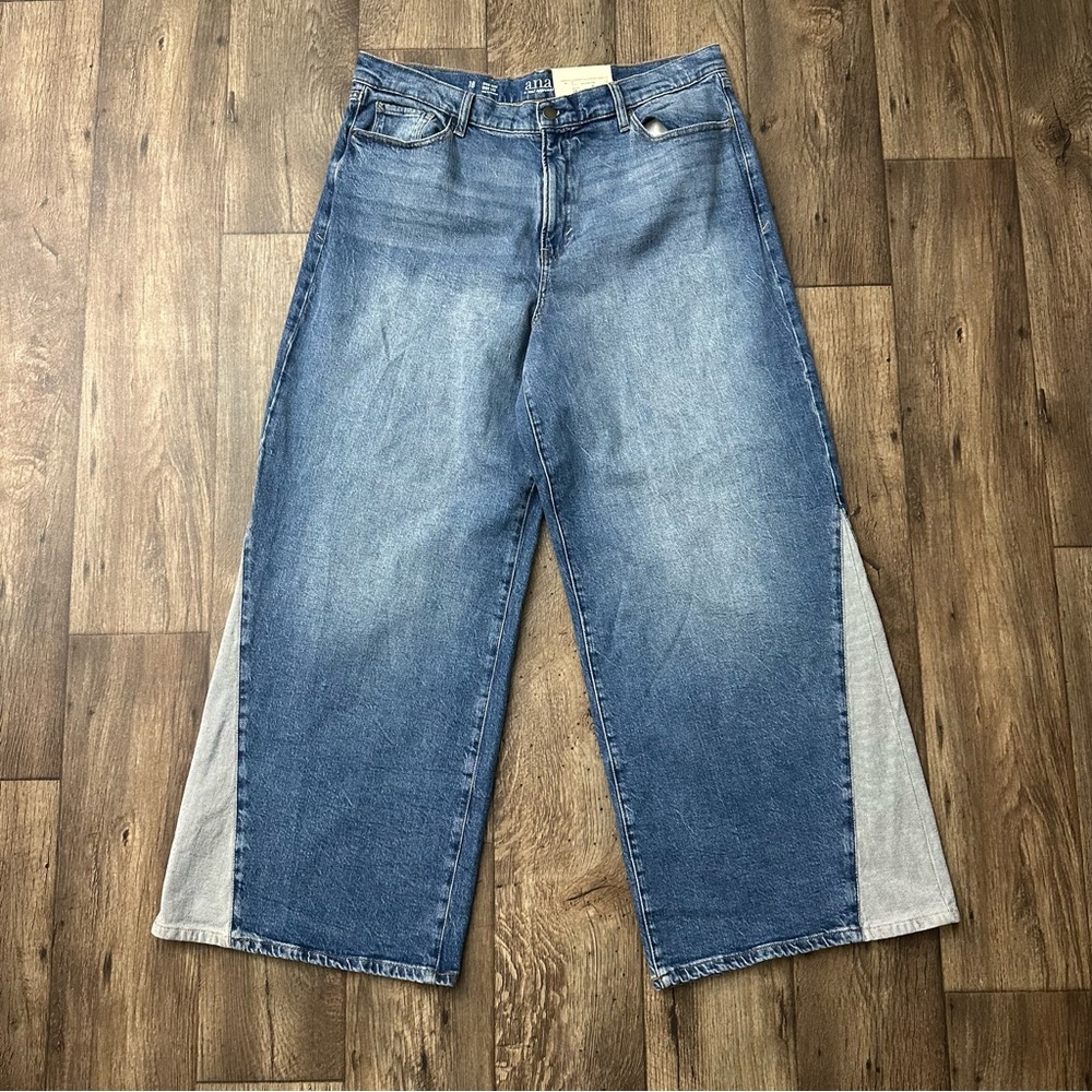 a.n.a. High Rise Wide Leg Blue Cotton Jeans Womenโs Size 18